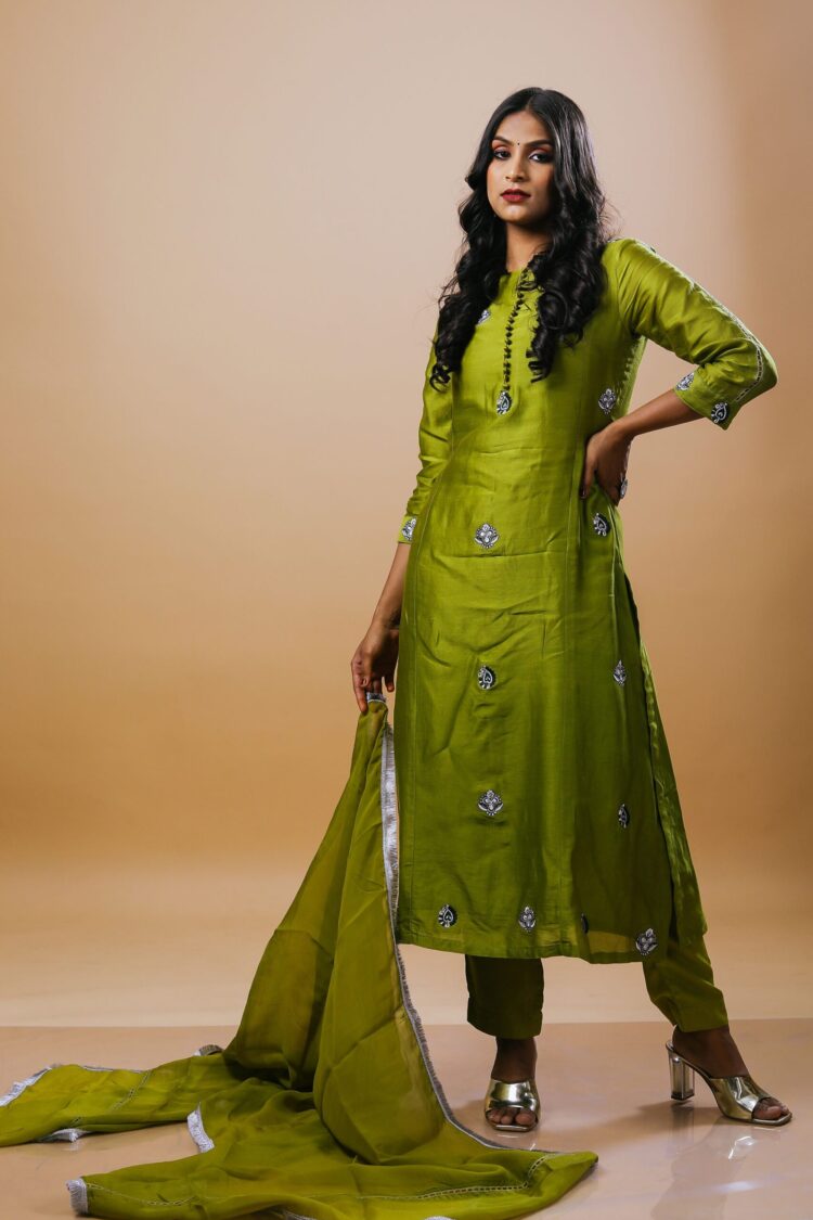 Green Pure Chanderi Silk Suit
