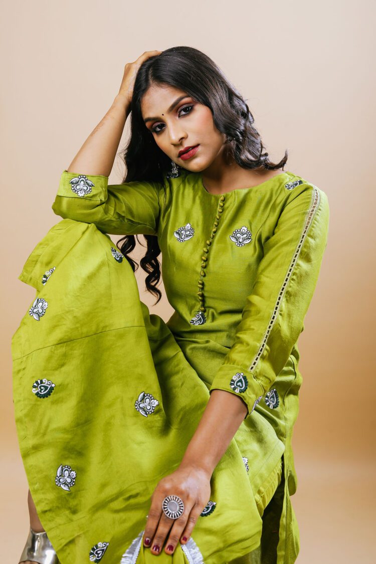 Green Pure Chanderi Silk Suit