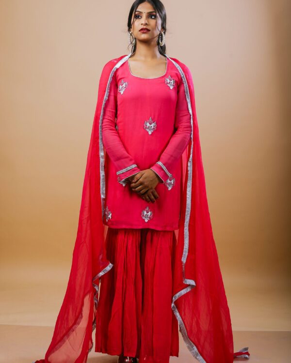 Fuschia pink sharara suit set