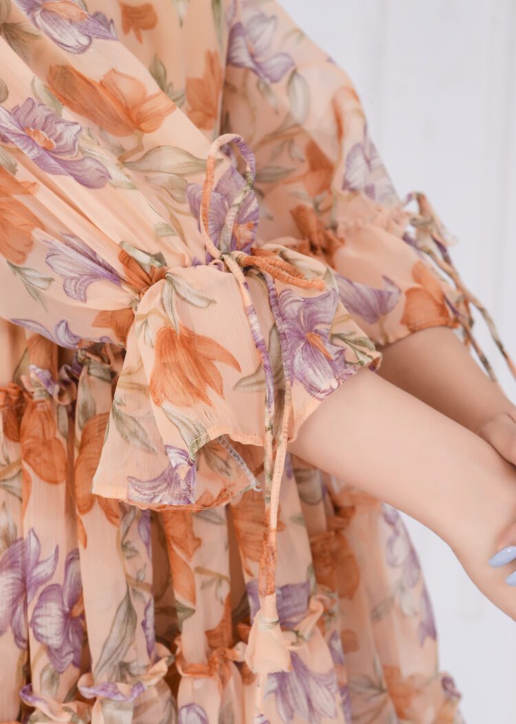 Floral Printed Tiered and Frill Mini Dress