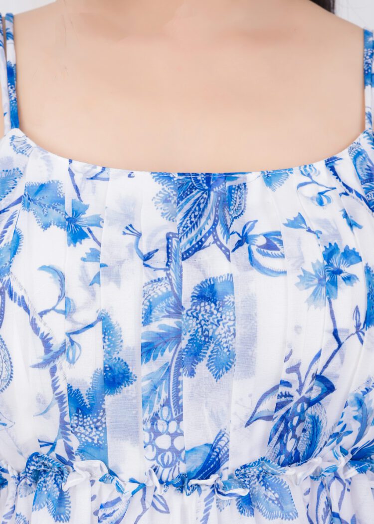Floral Printed Tiered and Frill Mini Dress