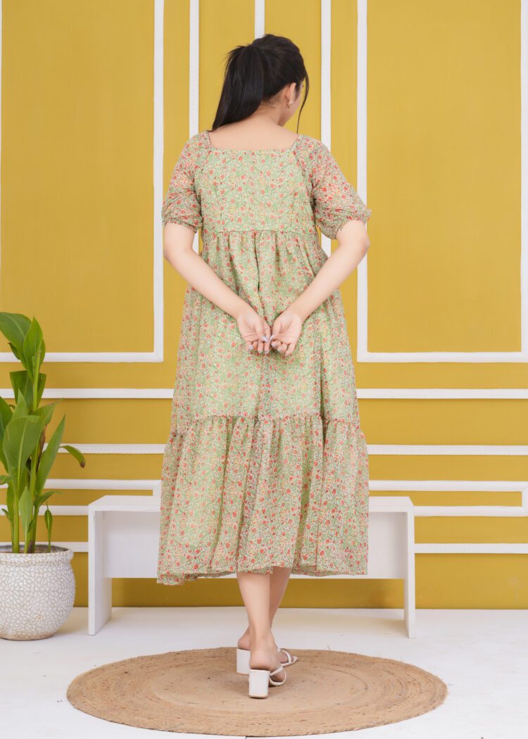 Floral Printed Fit and Flare Tiered Dress